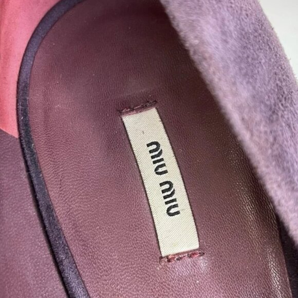 Miu Miu Pumps Purple Suede Close Toe Shoes High Heels Slip On Women's 39 EU/9 US - Picture 9 of 12